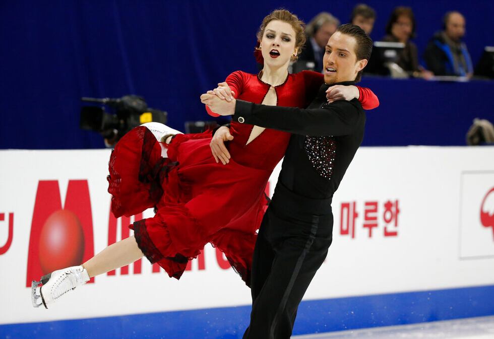 Alexandra Paul and Mitchell Islam of Canada perform during the Ice Dance Short Dance...