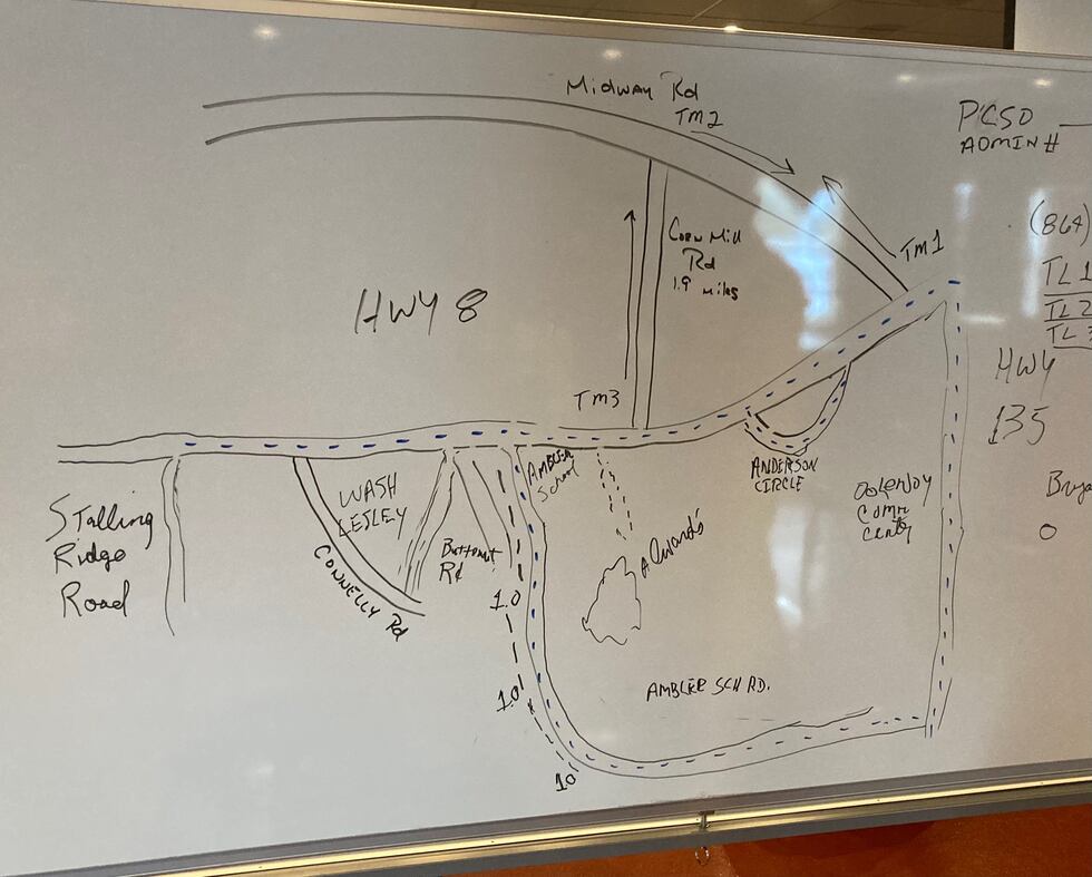 Map of route FBC Pickens is using in their search for Francis Alward