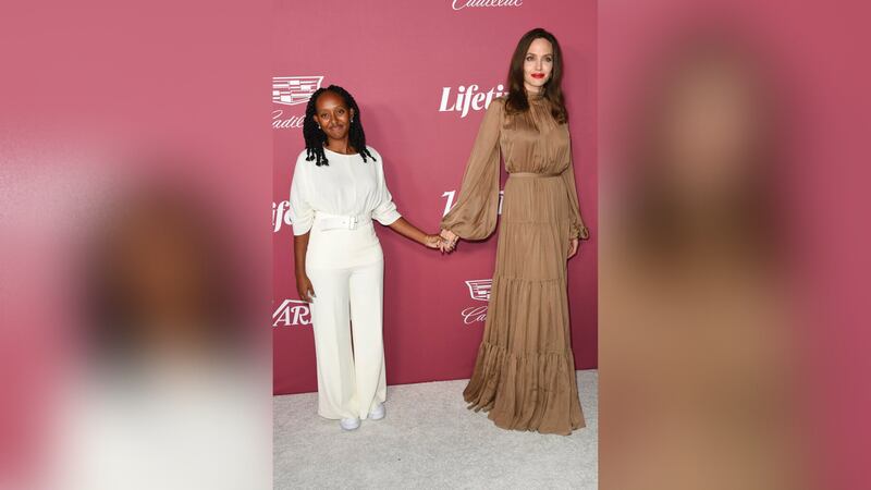 Zahara Jolie-Pitt, from left, and Angelina Jolie arrive at Variety's Power of Women: Los...