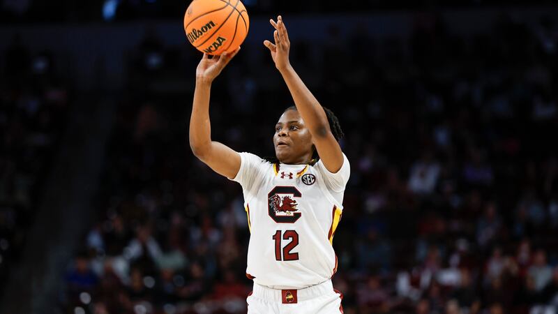 South Carolina guard MiLaysia Fulwiley shoots against Clemson during the first half of an NCAA...