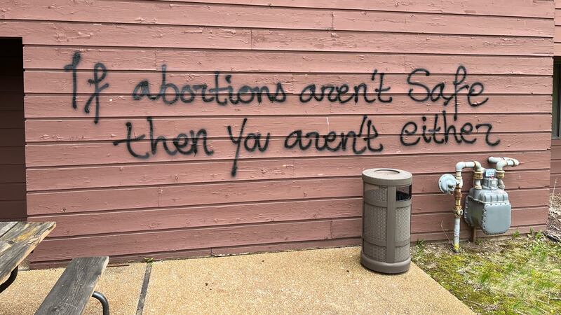 Graffiti was found at the scene of a fire at the Wisconsin Family Action office in Madison....