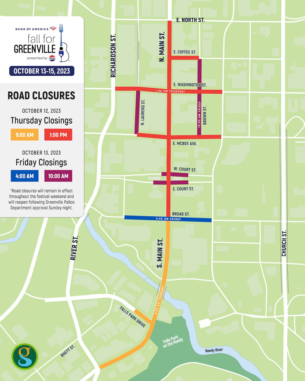 Fall for Greenville road closures