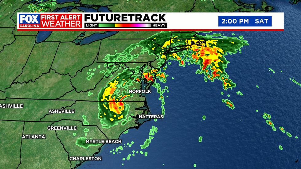 Heavy rain along the Mid-Atlantic