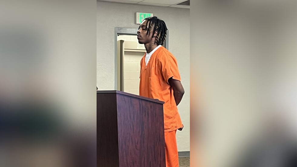 Javier Williams appears before a judge in Greenwood County on Wednesday, December 21, 2022, as...