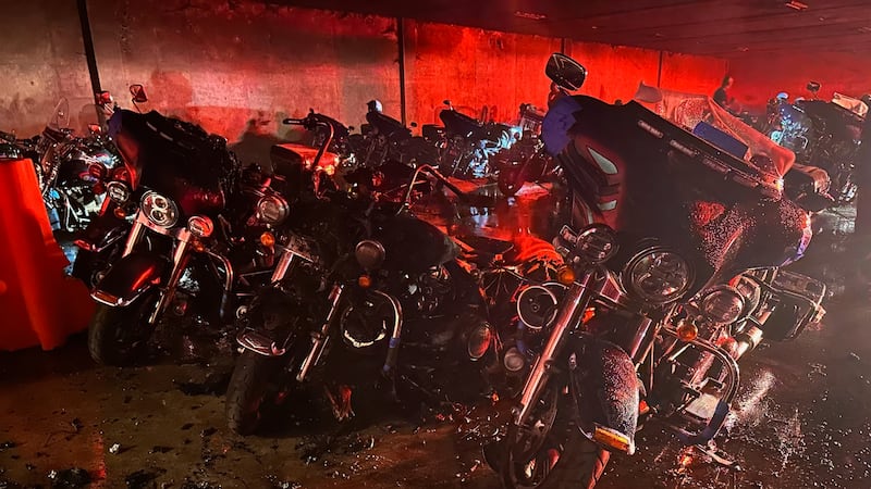 Several motorcycles were burned during a fire at the old Atlanta Police Training Academy.
