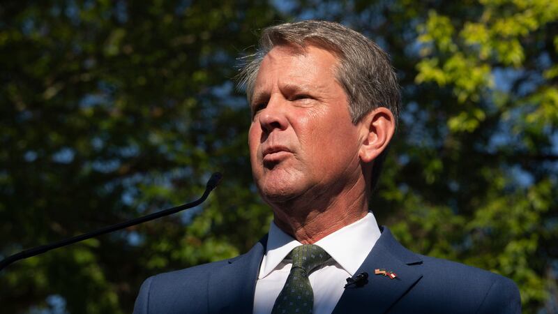 FILE - Georgia Gov. Brian Kemp speaks on July 29, 2022, in McDonough, Ga.